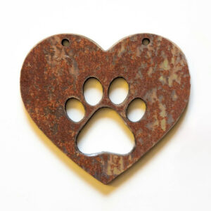 Paw Print Heart Steel Wall Plaque