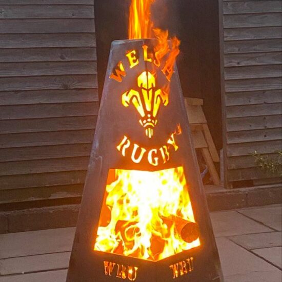 Fire Pit With Engraved 'Welsh Rugby'