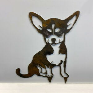 Metal Chihuahua Garden Wall Art